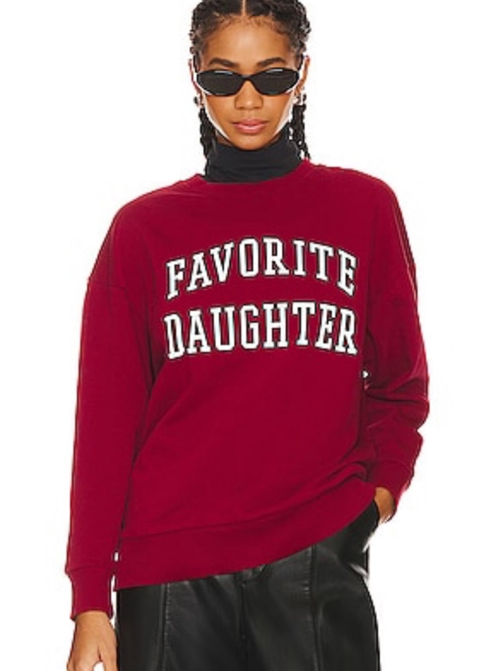 Favorite Daughter Burgundy Crewneck Sweatshirt with White Lettering
